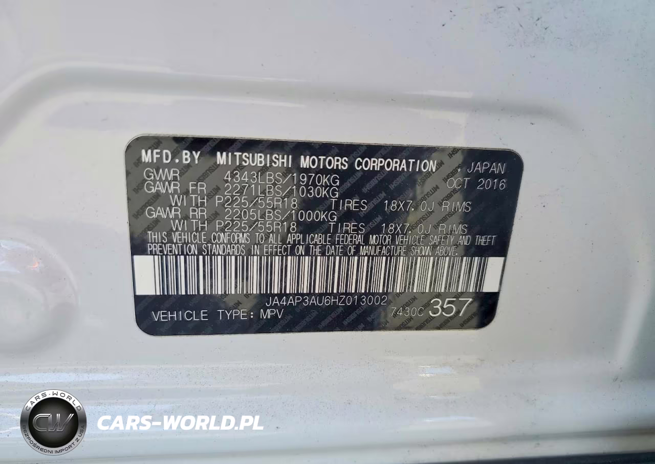 2017 Mitsubishi Outlander Sport Es VIN:JA4AP3AU6HZ013002 - 13