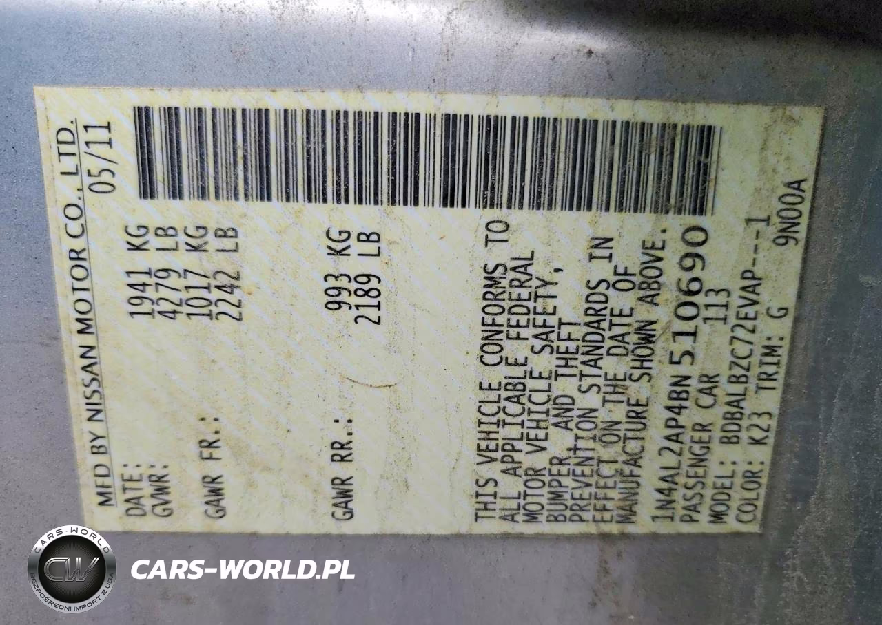 2011 Nissan Altima 2.5 VIN:1N4AL2AP4BN510690 - 12