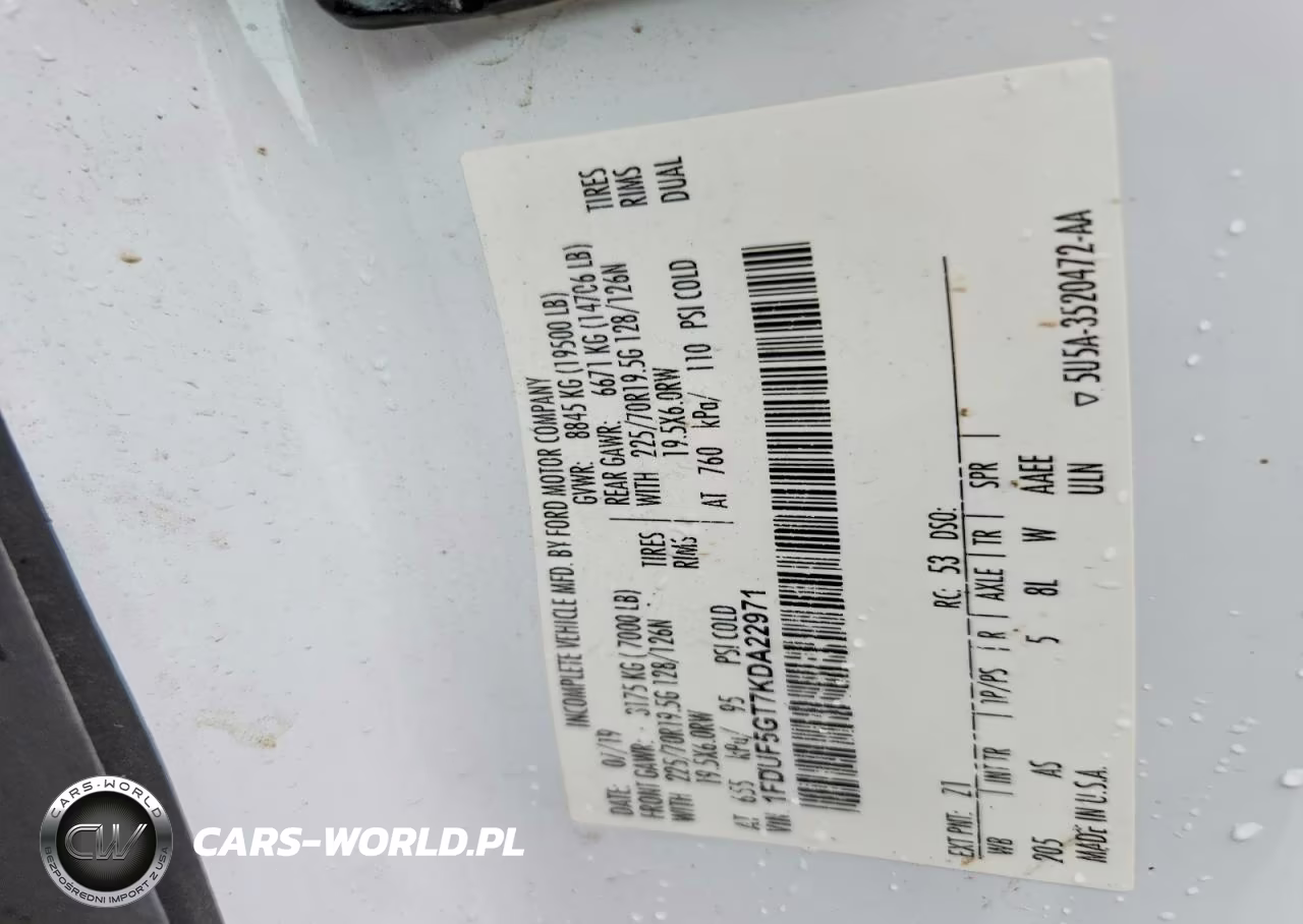 2019 Ford F550 Super Duty VIN:1FDUF5GT7KDA22971 - 10