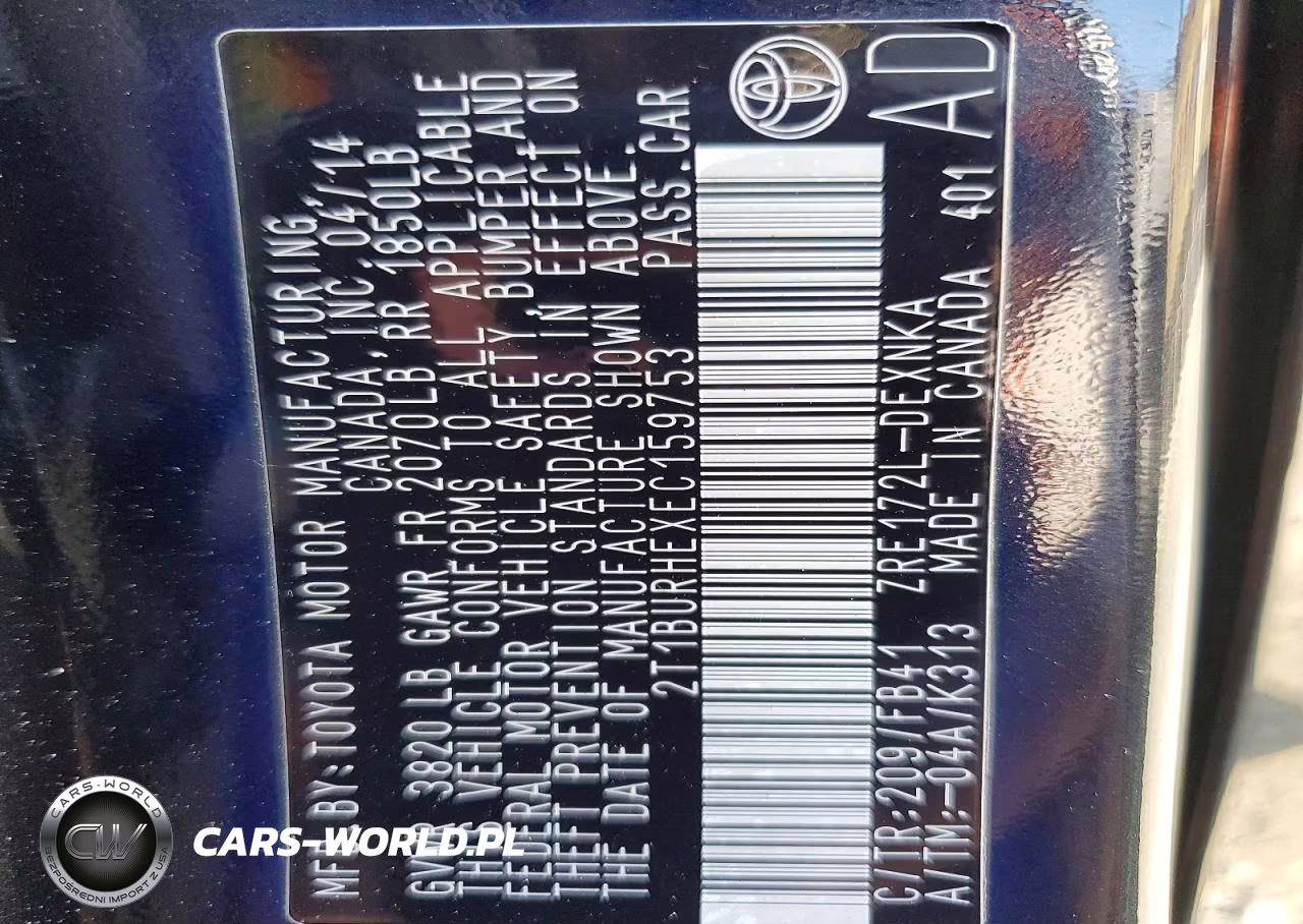 2014 Toyota Corolla Le VIN:2T1BURHEXEC159753 - 13