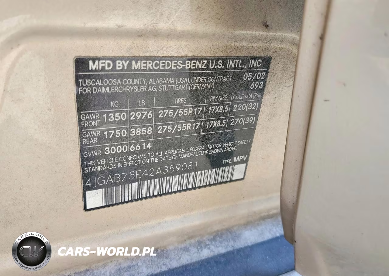 2002 Mercedes-Benz Ml 500 VIN:4JGAB75E42A359081 - 13