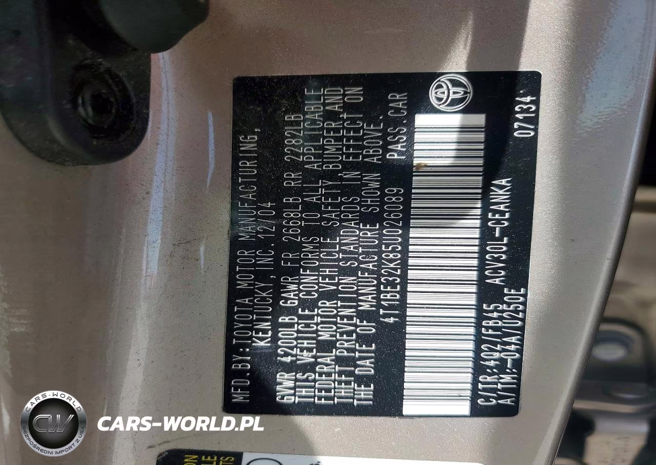 2005 Toyota Camry Le VIN:4T1BE32K85U026089 - 12