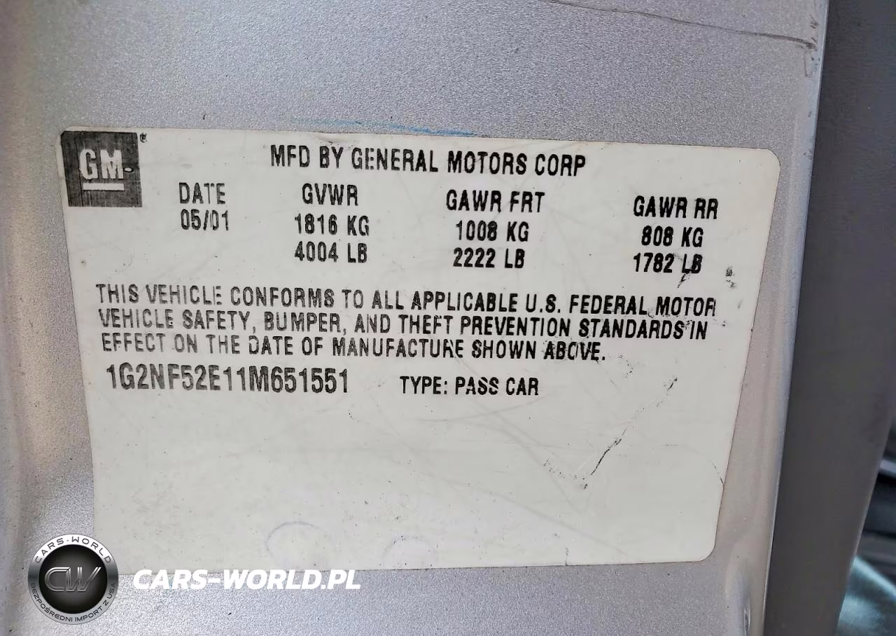 2001 Pontiac Grand Am Se1 VIN:1G2NF52E11M651551 - 12