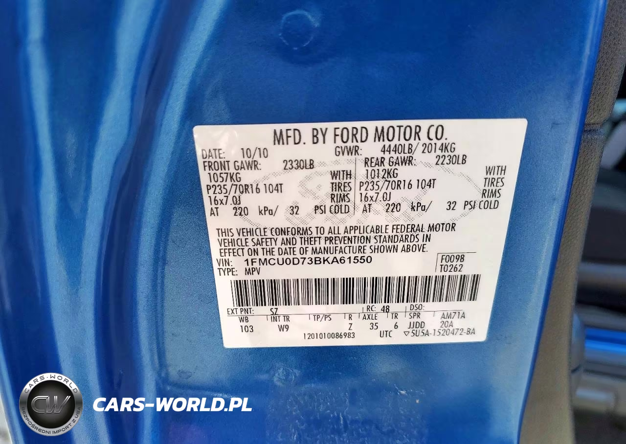 2011 Ford Escape Xlt VIN:1FMCU0D73BKA61550 - 13