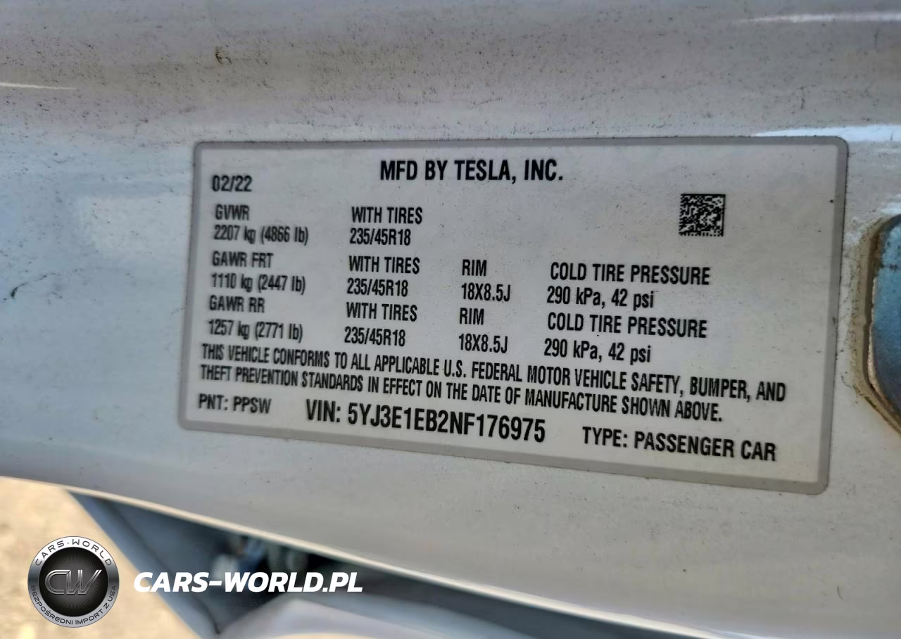 2022 Tesla Model 3 VIN:5YJ3E1EB2NF176975 - 12