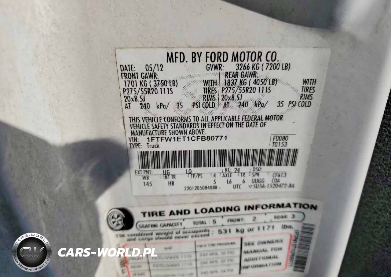 2012 Ford F150 Supercrew VIN:1FTFW1ET1CFB80771 - 12