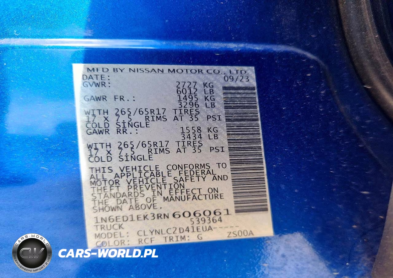 2024 Nissan Frontier Sv VIN:1N6ED1EK3RN606061 - 12