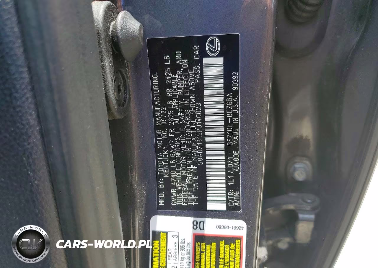 2023 Lexus Es 350 Base VIN:58ADZ1B15PU140023 - 12