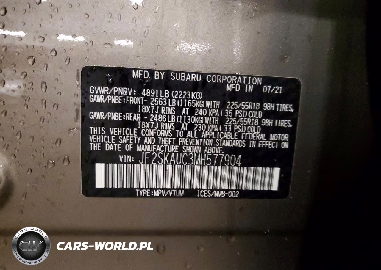 2021 Subaru Forester Limited VIN:JF2SKAUC3MH577904 - 13