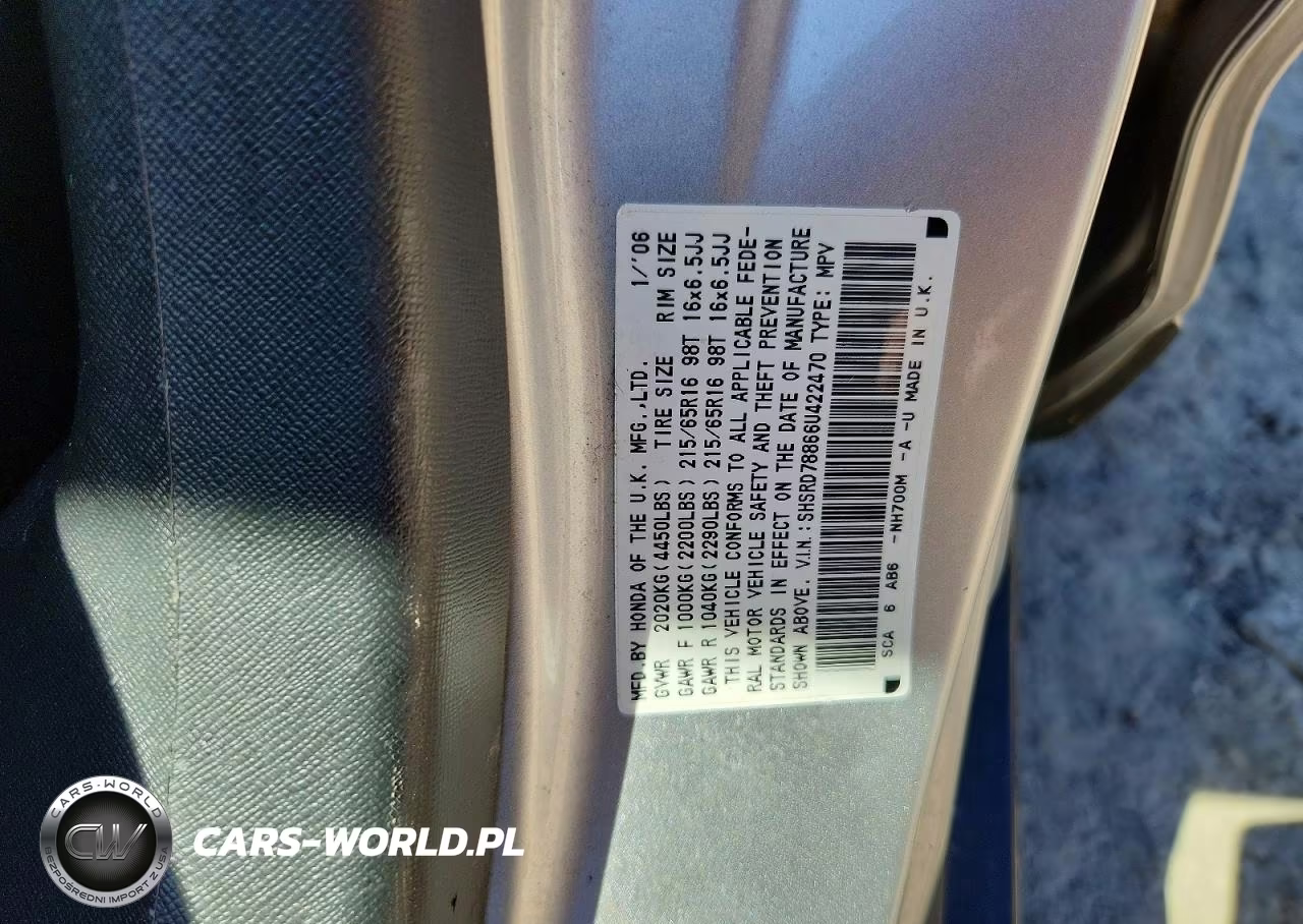 2006 Honda Cr-V Ex VIN:SHSRD78866U422470 - 13