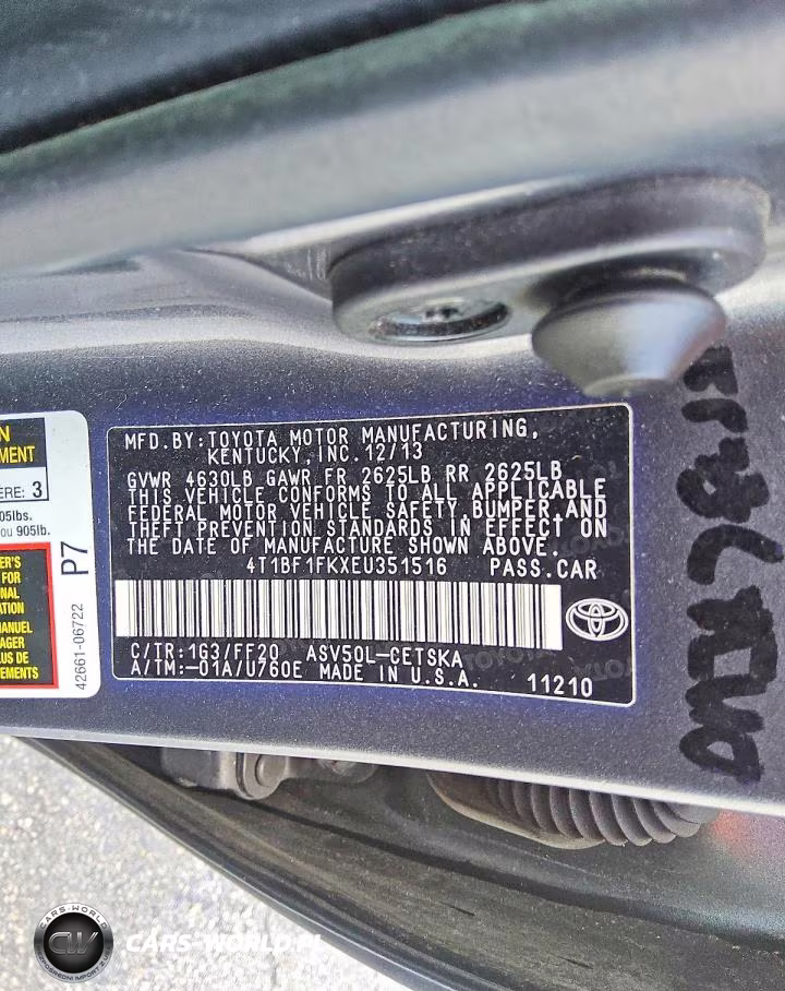 2014 Toyota Camry Se VIN:4T1BF1FKXEU351516 - 12
