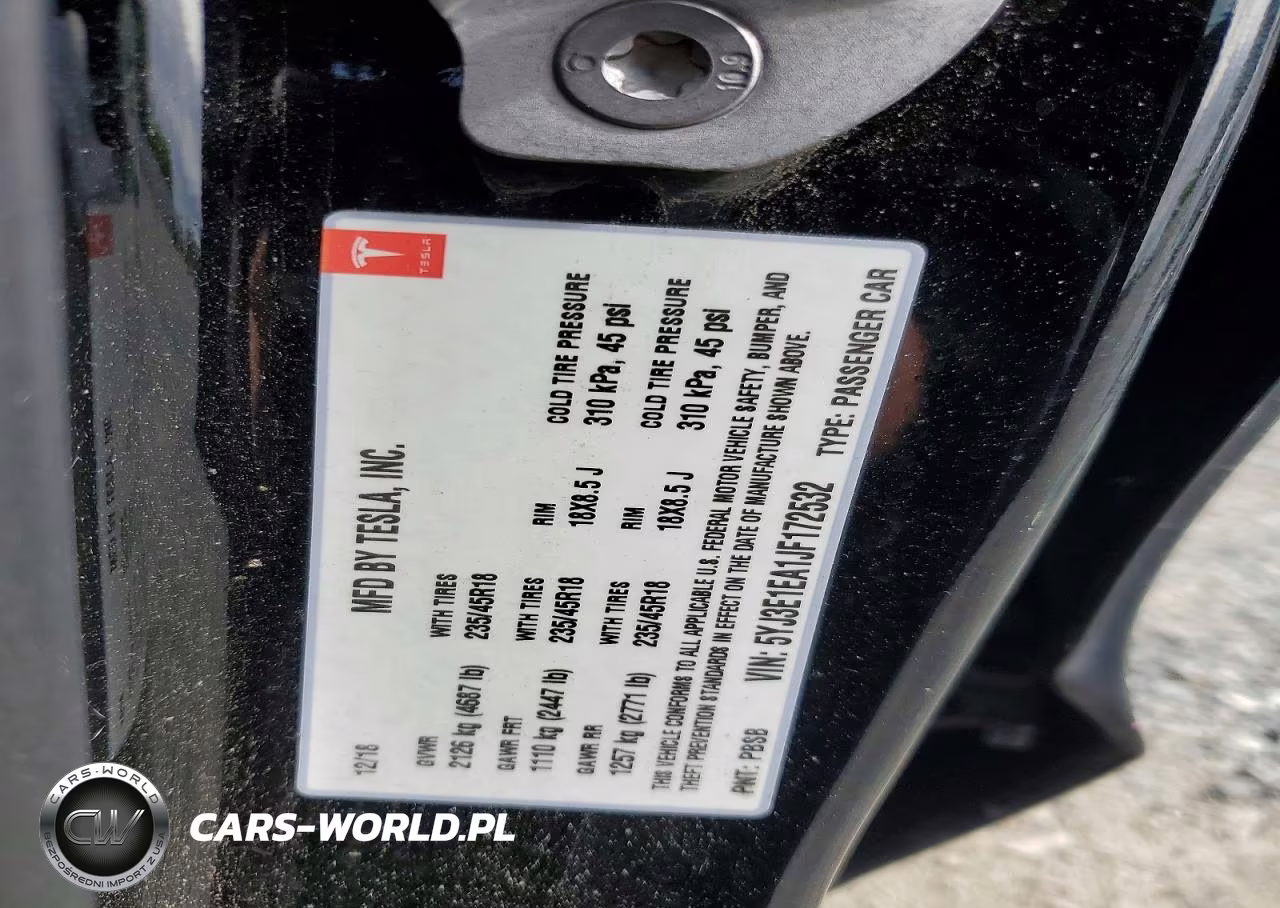 2018 Tesla Model 3 VIN:5YJ3E1EA1JF172532 - 13