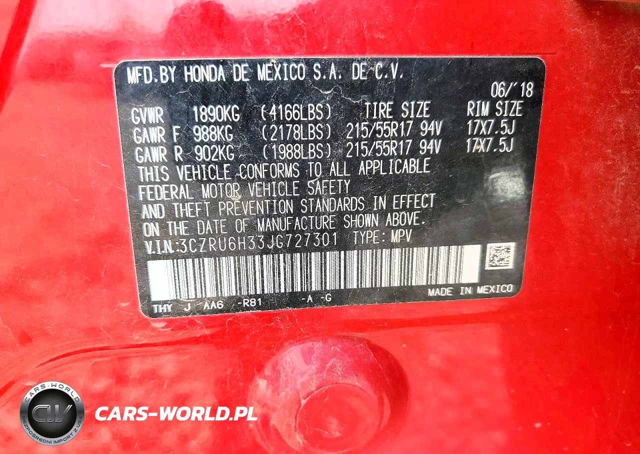 2018 Honda Hr-V Lx VIN:3CZRU6H33JG727301 - 14