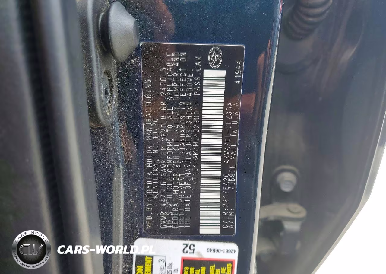 2021 Toyota Camry Se VIN:4T1G11AK1MU402900 - 12