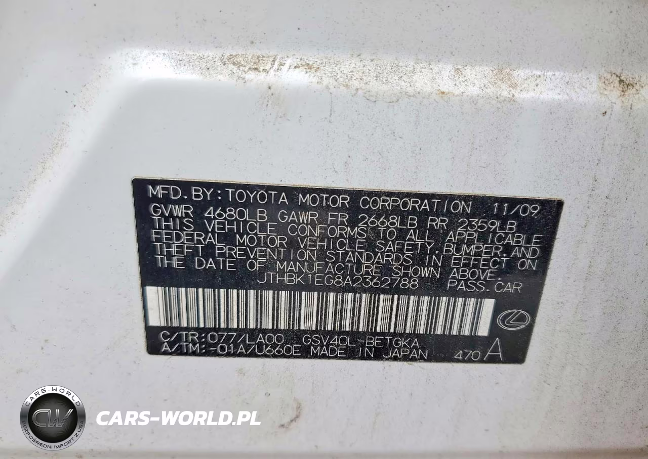 2010 Lexus Es 350 VIN:JTHBK1EG8A2362788 - 12