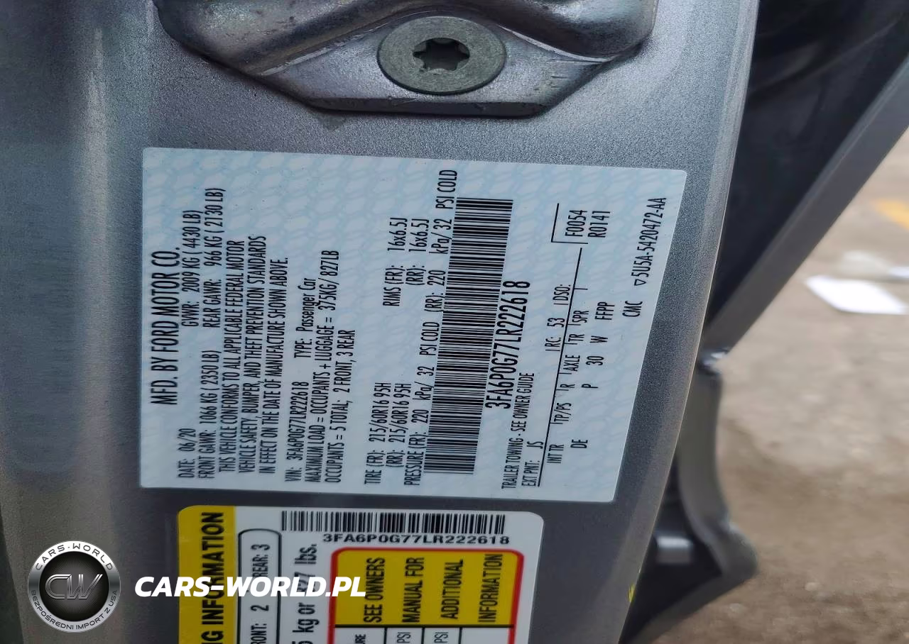 2020 Ford Fusion S VIN:3FA6P0G77LR222618 - 13