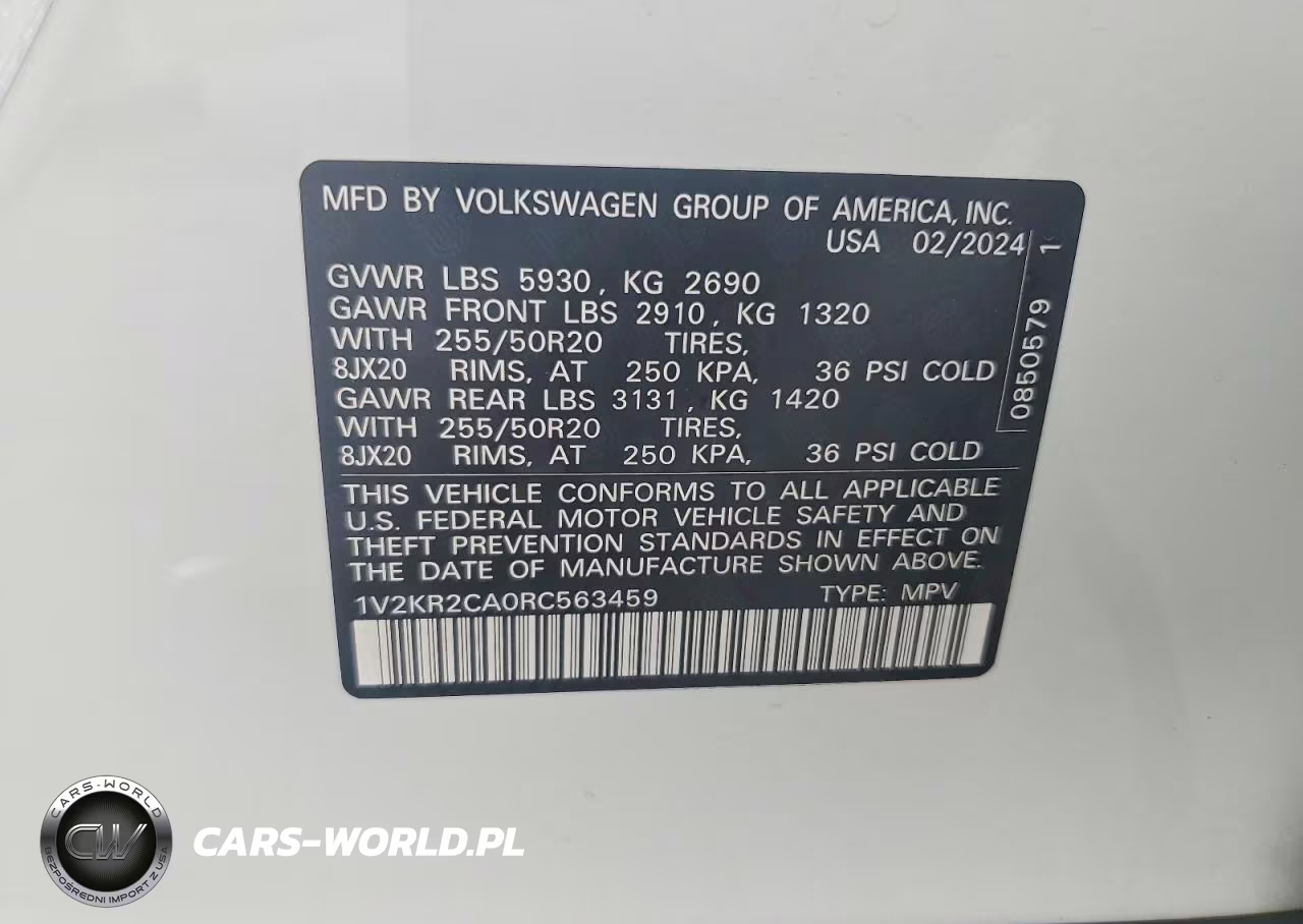 2024 Volkswagen Atlas Se VIN:1V2KR2CA0RC563459 - 12