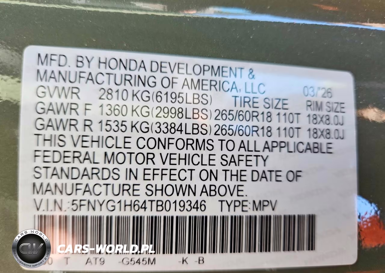 2026 Honda Pilot Trailsport VIN:5FNYG1H64TB019346 - 14
