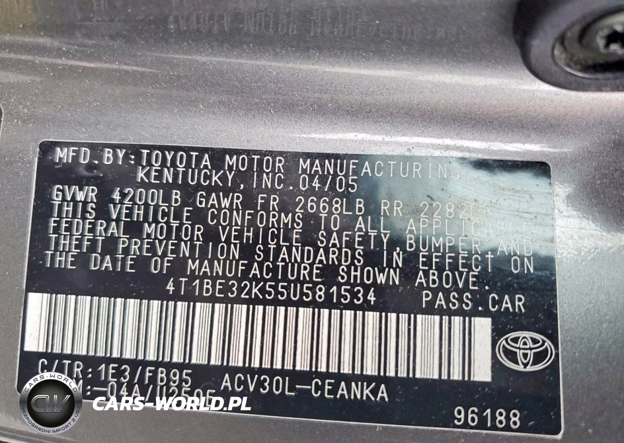 2005 Toyota Camry Le VIN:4T1BE32K55U581534 - 12
