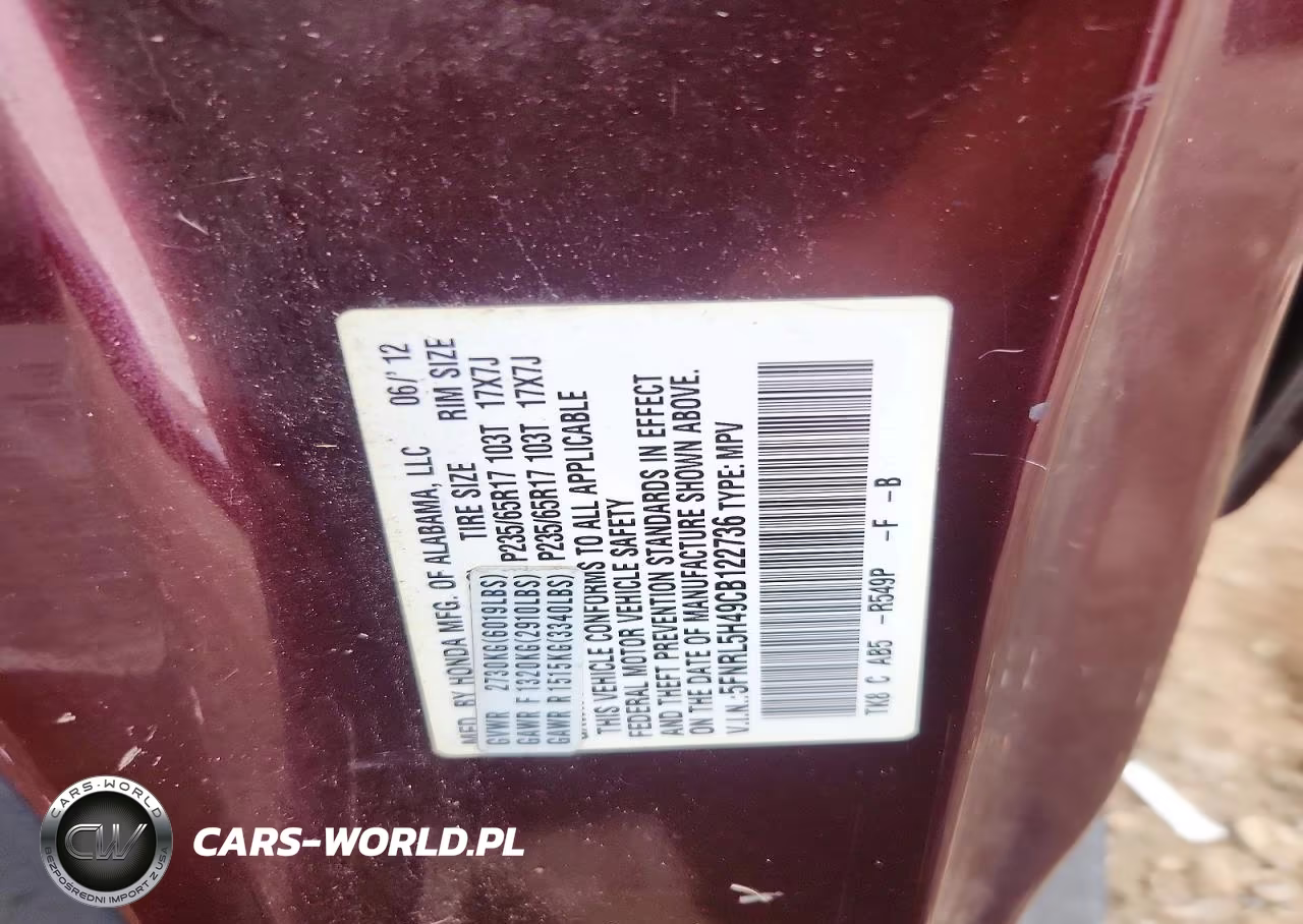 HONDA ODYSSEY EX VIN:5FNRL5H49CB122736 - 13