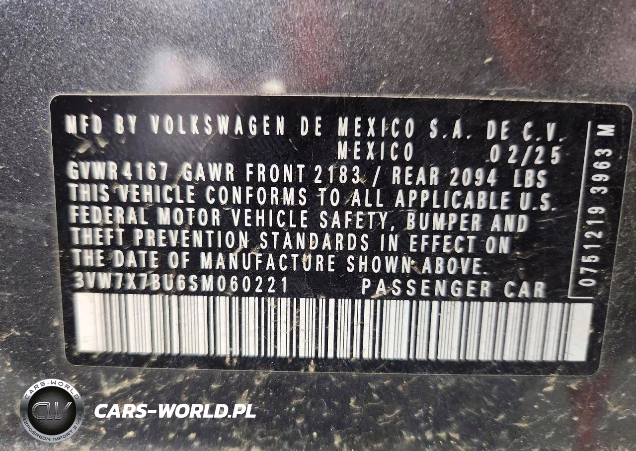2025 Volkswagen Jetta Se VIN:3VW7X7BU6SM060221 - 12