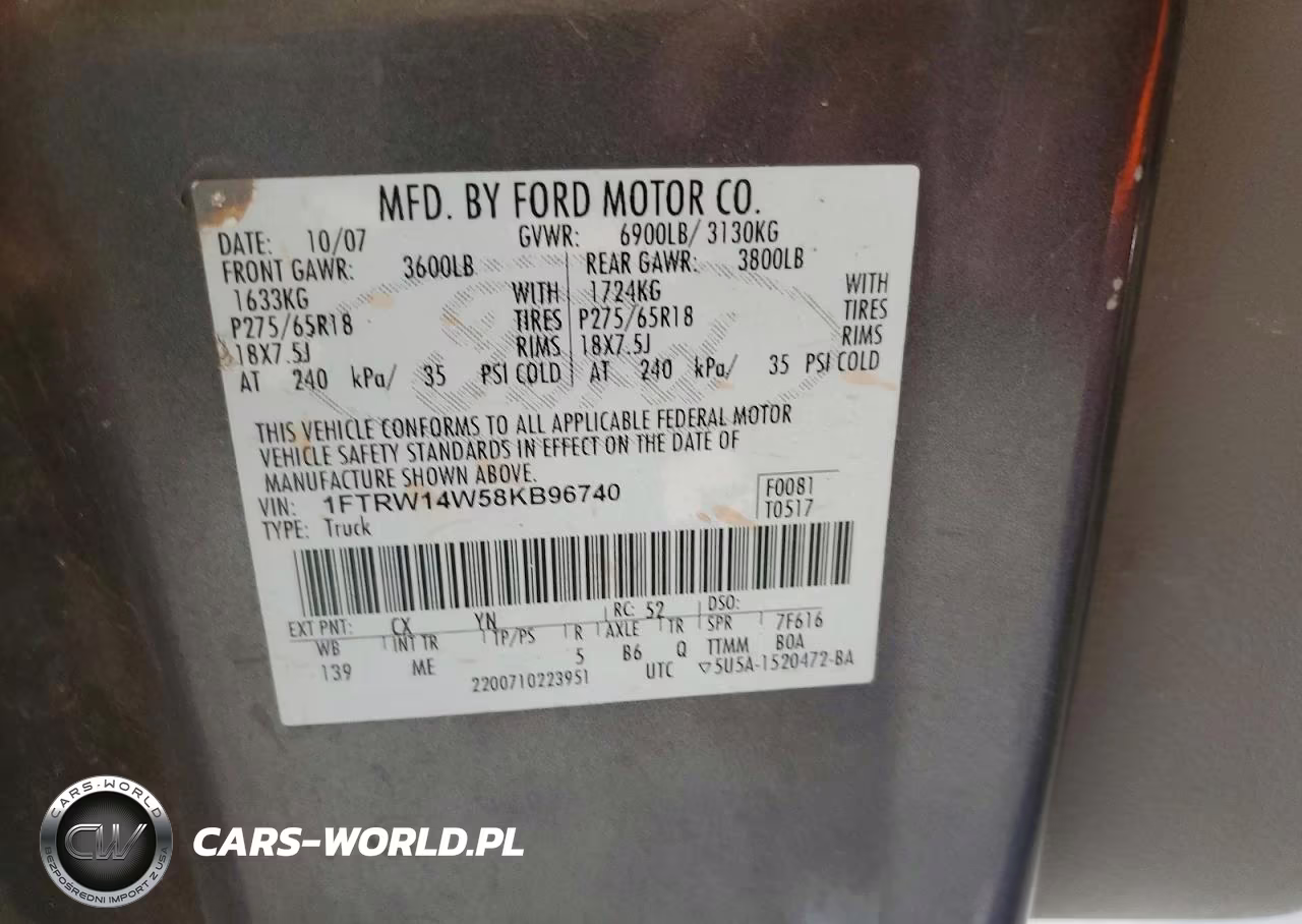 2008 Ford F150 Supercrew VIN:1FTRW14W58KB96740 - 12