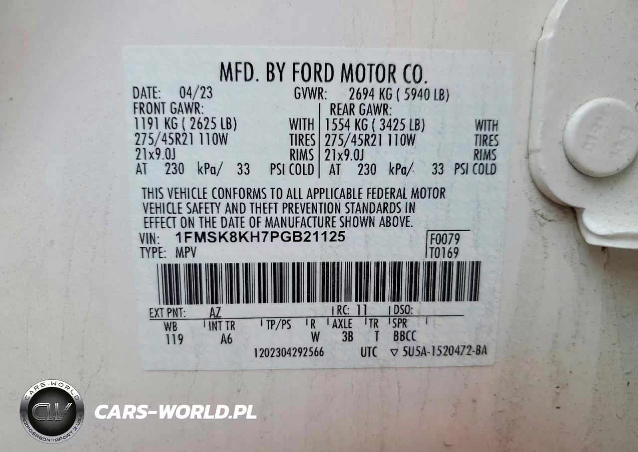 2023 Ford Explorer St-Line VIN:1FMSK8KH7PGB21125 - 14