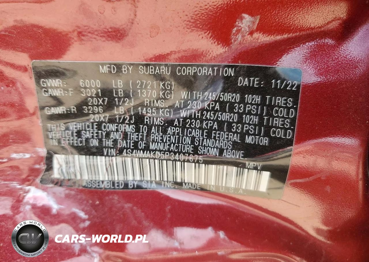 2023 Subaru Ascent Limited VIN:4S4WMAKD5P3407675 - 13