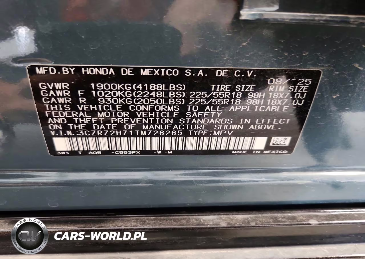 2026 Honda Hr-V Exl VIN:3CZRZ2H71TM728285 - 13