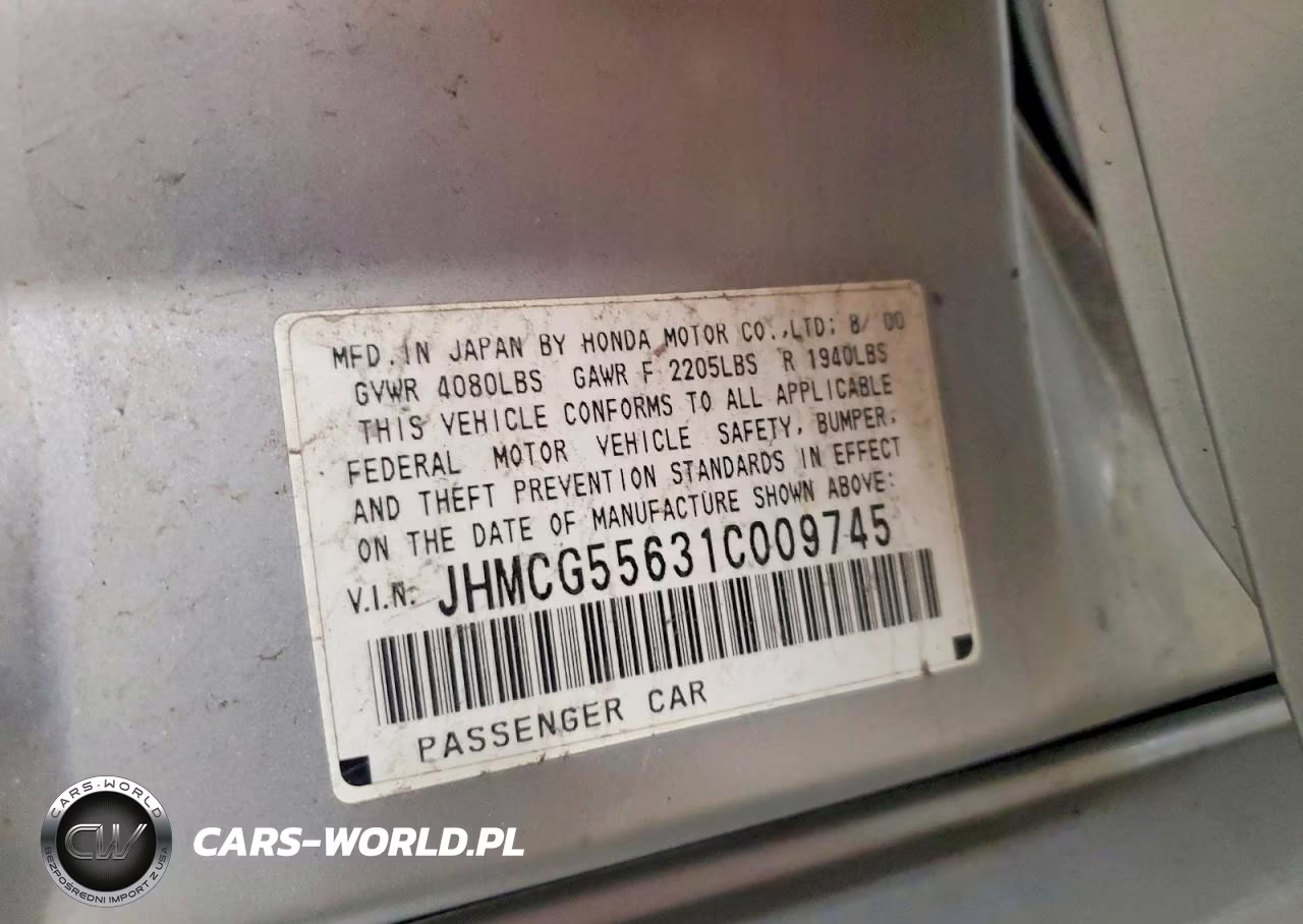 2001 Honda Accord Ex VIN:JHMCG55631C009745 - 12