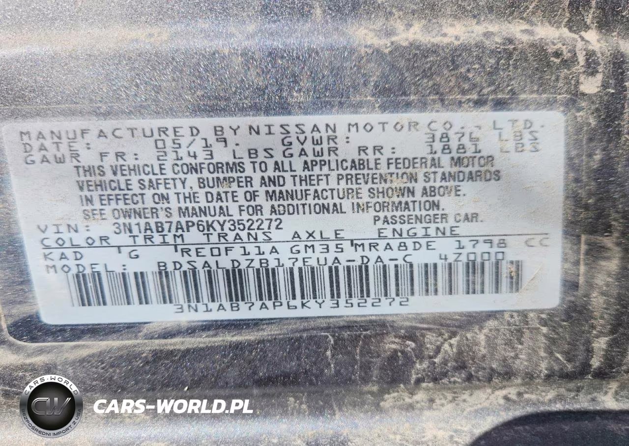 2019 Nissan Sentra Sv VIN:3N1AB7AP6KY352272 - 12