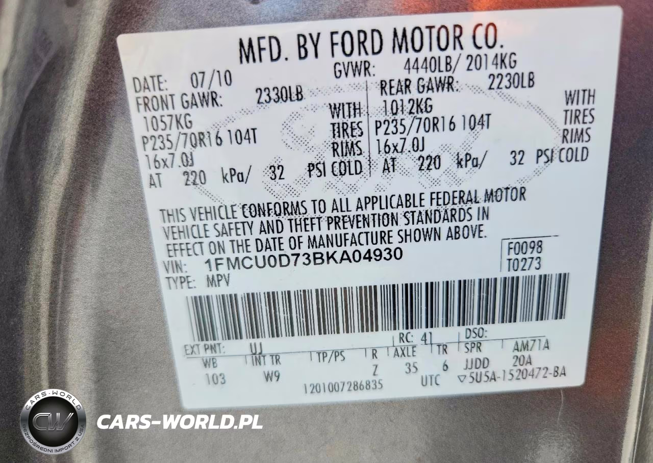 2011 Ford Escape Xlt VIN:1FMCU0D73BKA04930 - 12