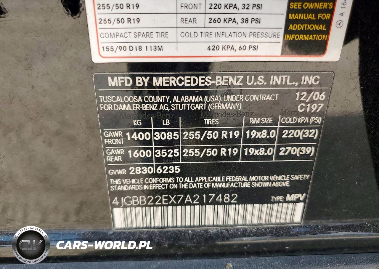 2007 Mercedes-Benz Ml 320 Cdi VIN:4JGBB22EX7A217482 - 13