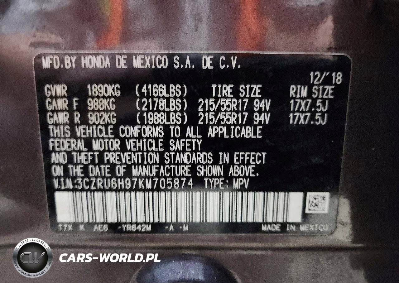 2019 Honda Hr-V Touring VIN:3CZRU6H97KM705874 - 13