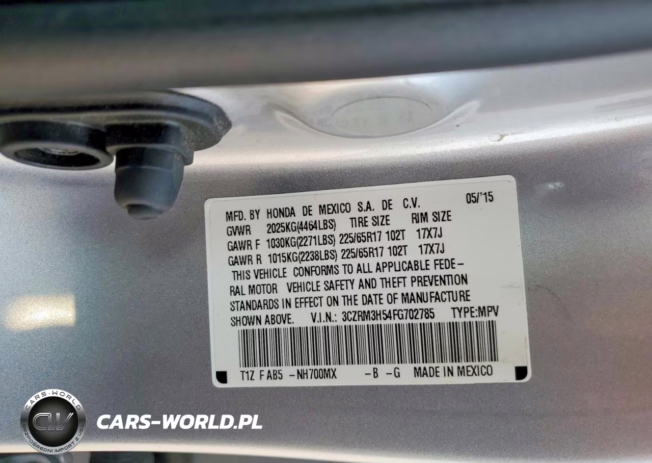 2015 Honda Cr-V Ex VIN:3CZRM3H54FG702785 - 14