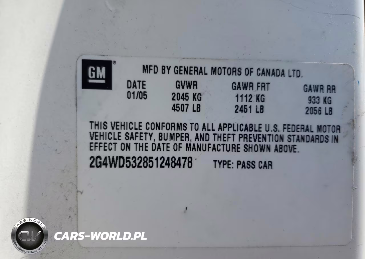 2005 Buick Lacrosse Cxl VIN:2G4WD532851248478 - 12