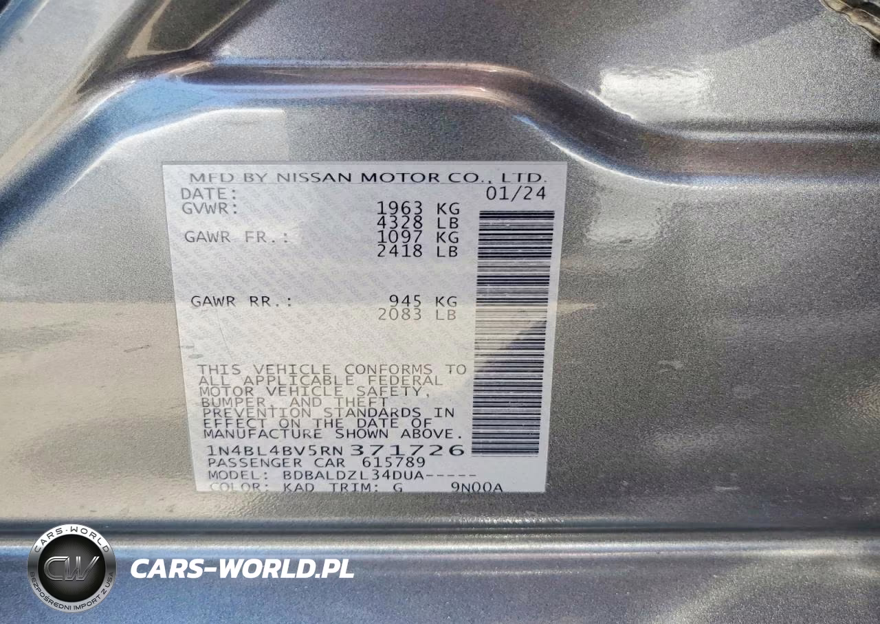 2024 Nissan Altima S VIN:1N4BL4BV5RN371726 - 12