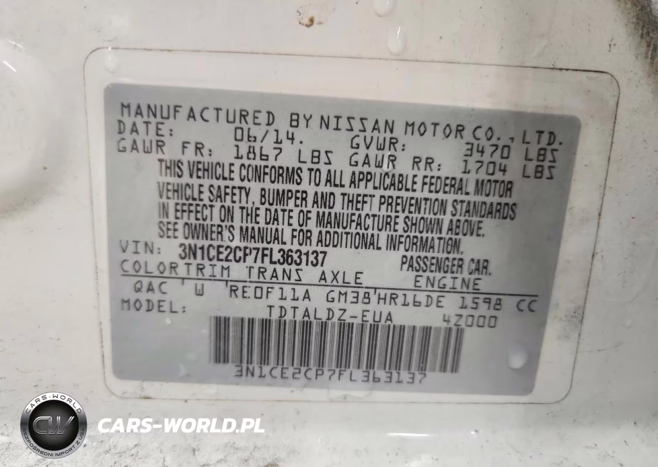 2015 Nissan Versa Note Sv VIN:3N1CE2CP7FL363137 - 12