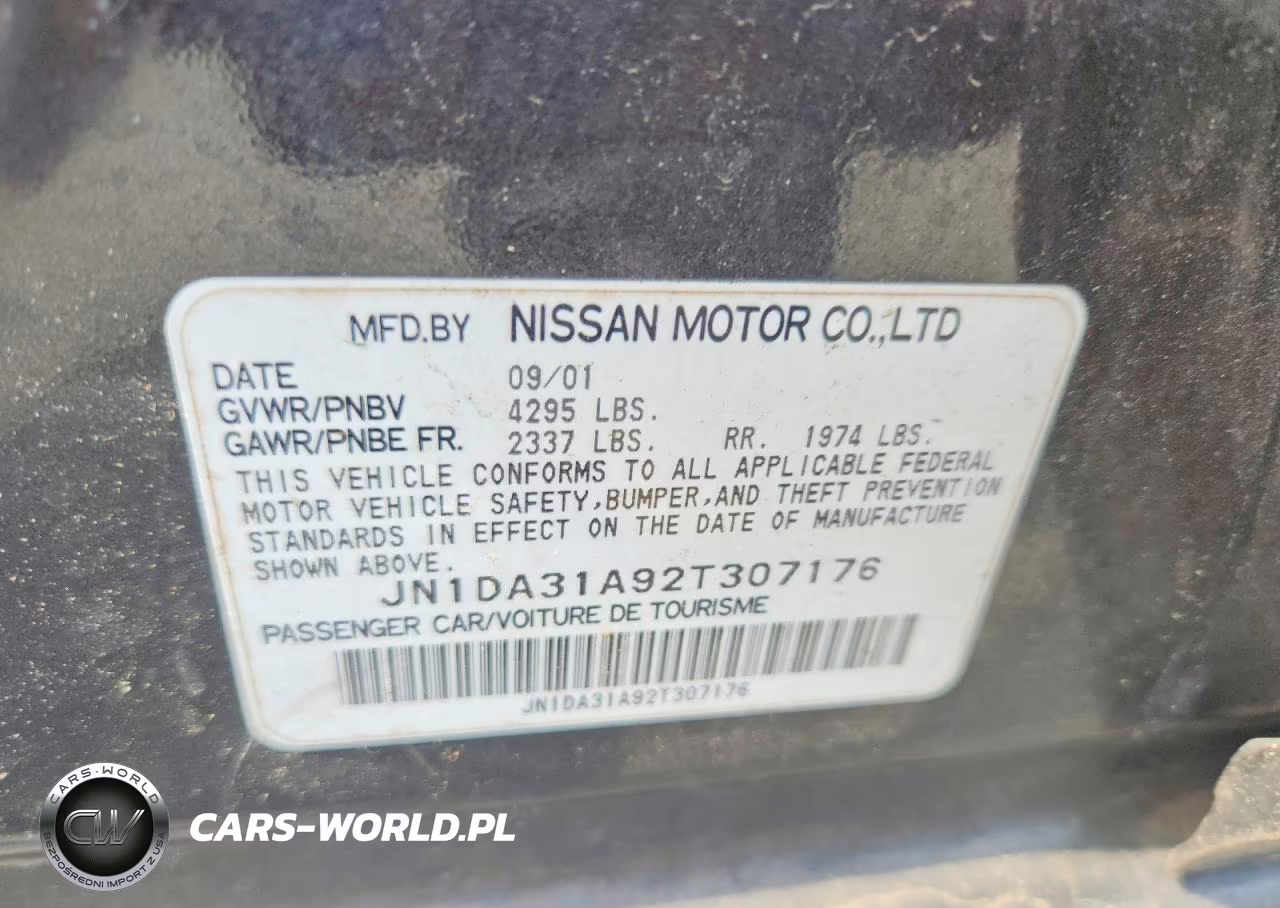 2002 Nissan Maxima Gxe VIN:JN1DA31A92T307176 - 13
