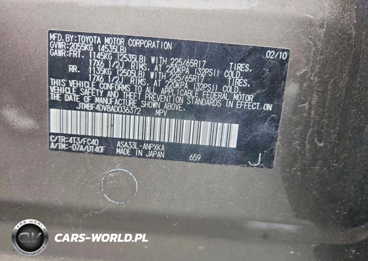 2010 Toyota Rav4 Base VIN:JTMBF4DV8AD036372 - 12