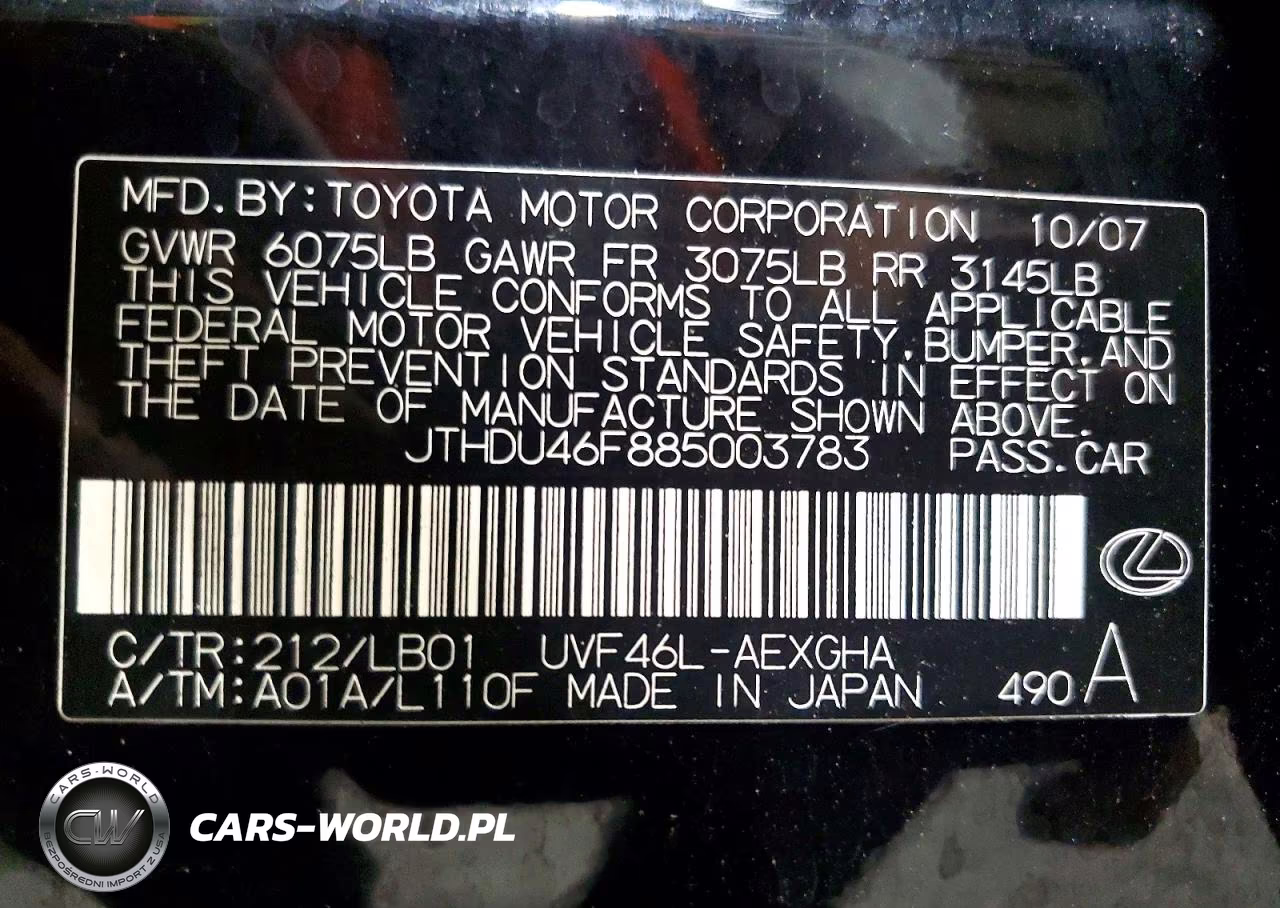 2008 Lexus Ls 600Hl VIN:JTHDU46F885003783 - 12