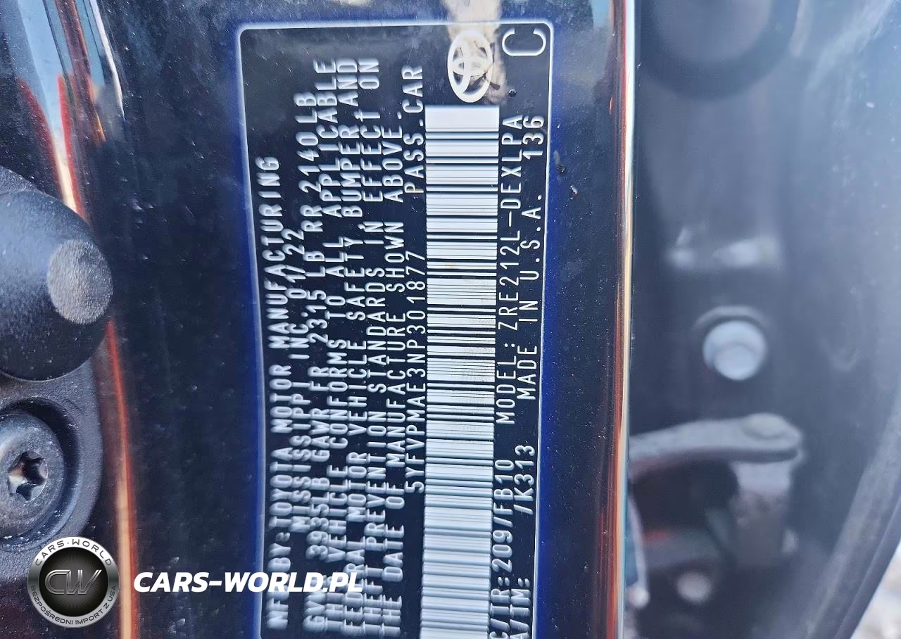 2022 Toyota Corolla Le VIN:5YFVPMAE3NP301877 - 13