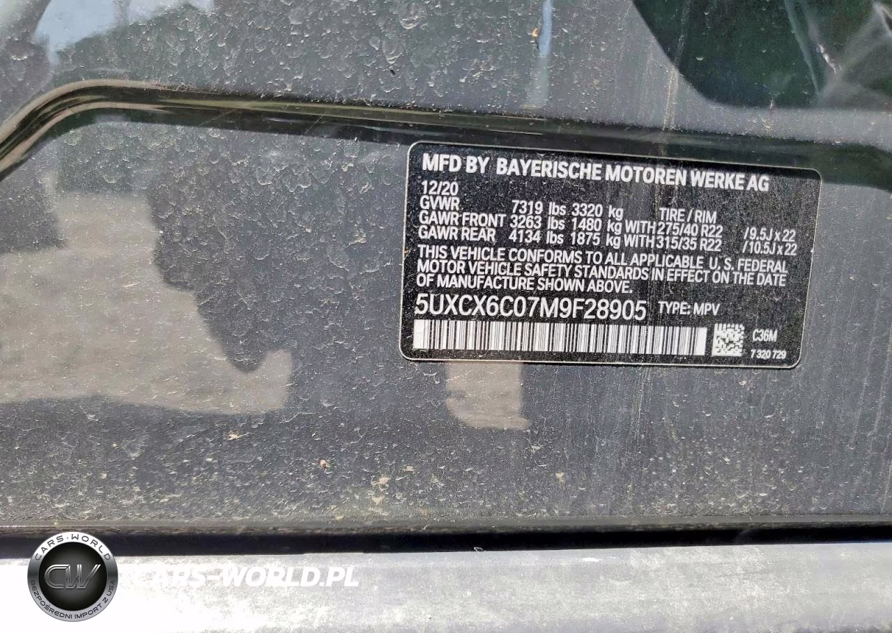 2021 BMW X7 M50I VIN:5UXCX6C07M9F28905 - 13
