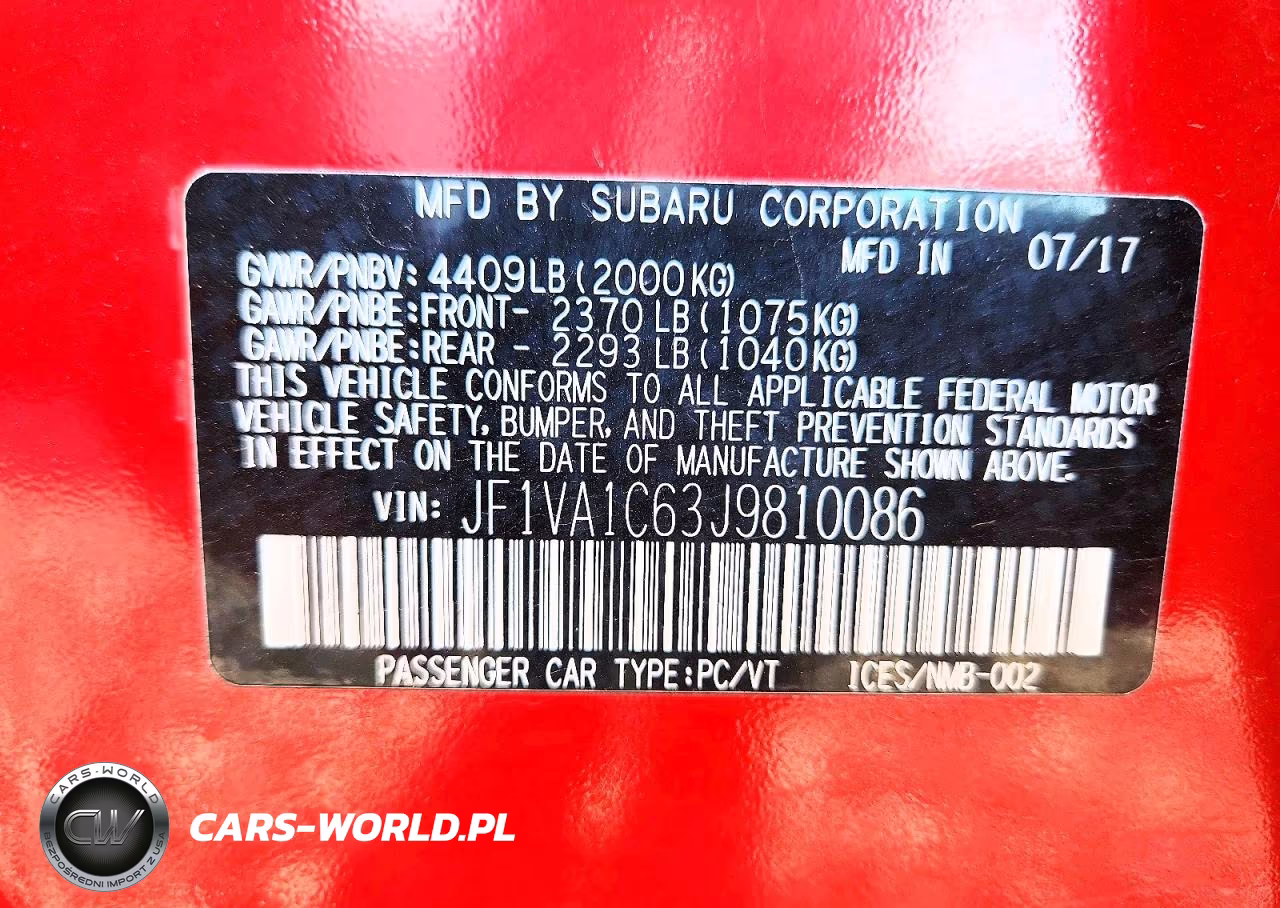 2018 Subaru Wrx Premium VIN:JF1VA1C63J9810086 - 12