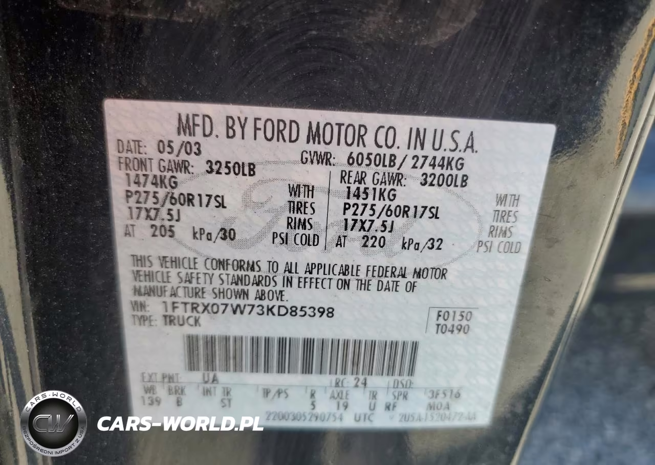 2003 Ford F150 VIN:1FTRX07W73KD85398 - 12