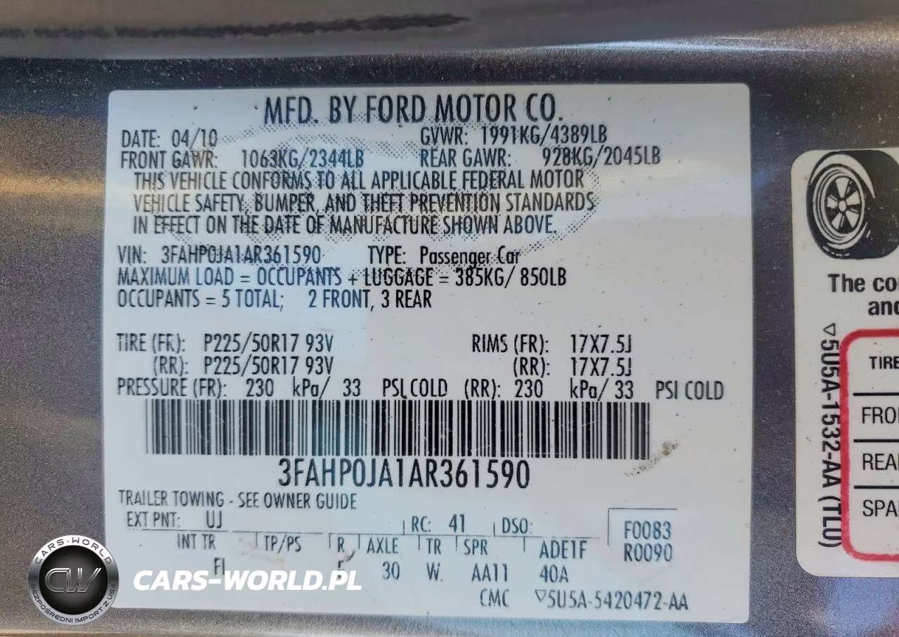 2010 Ford Fusion Sel VIN:3FAHP0JA1AR361590 - 12