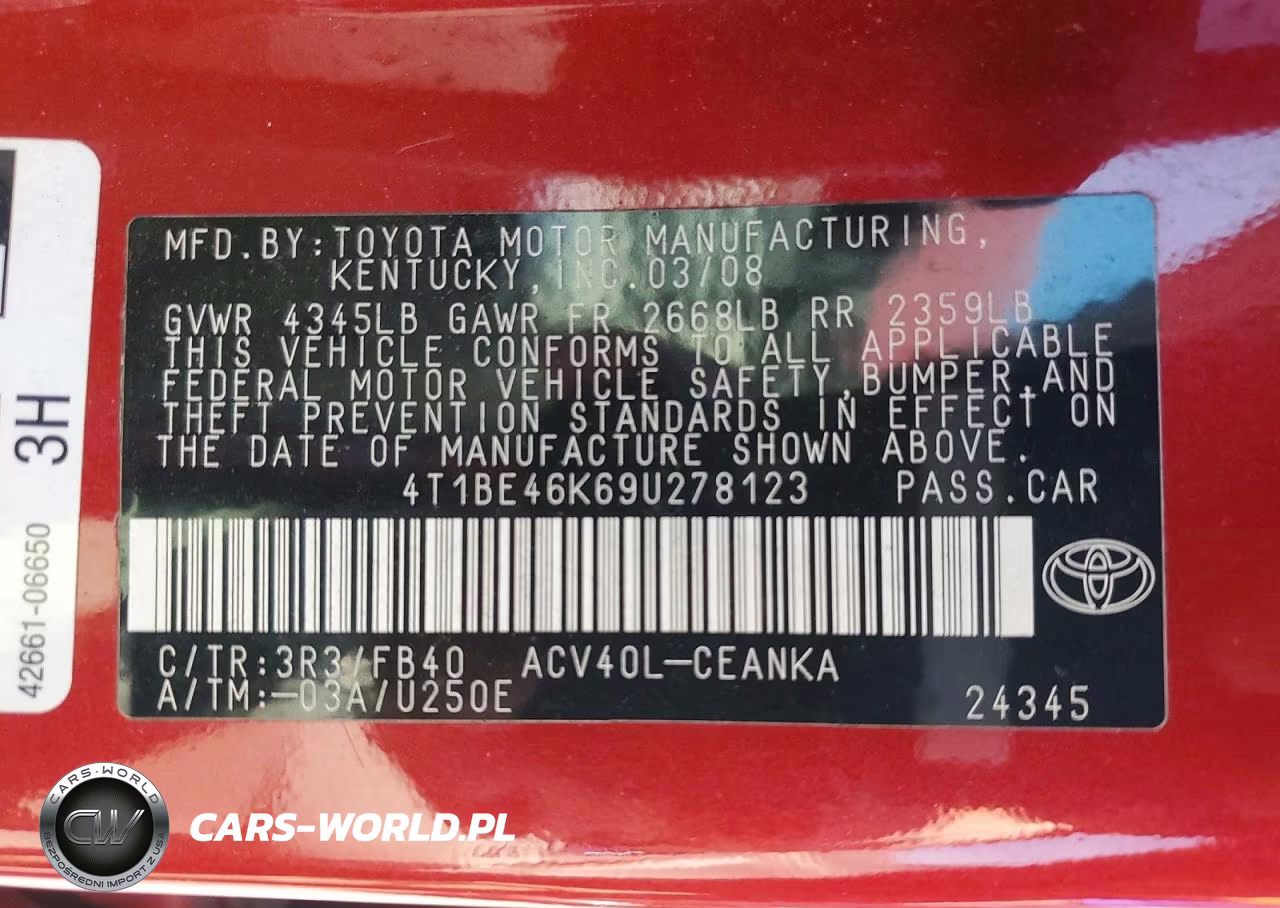 2009 Toyota Camry Le VIN:4T1BE46K69U278123 - 12