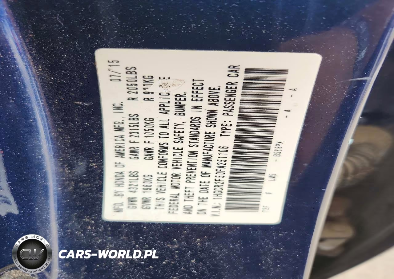 2015 Honda Accord Sport VIN:1HGCR2F50FA251106 - 12