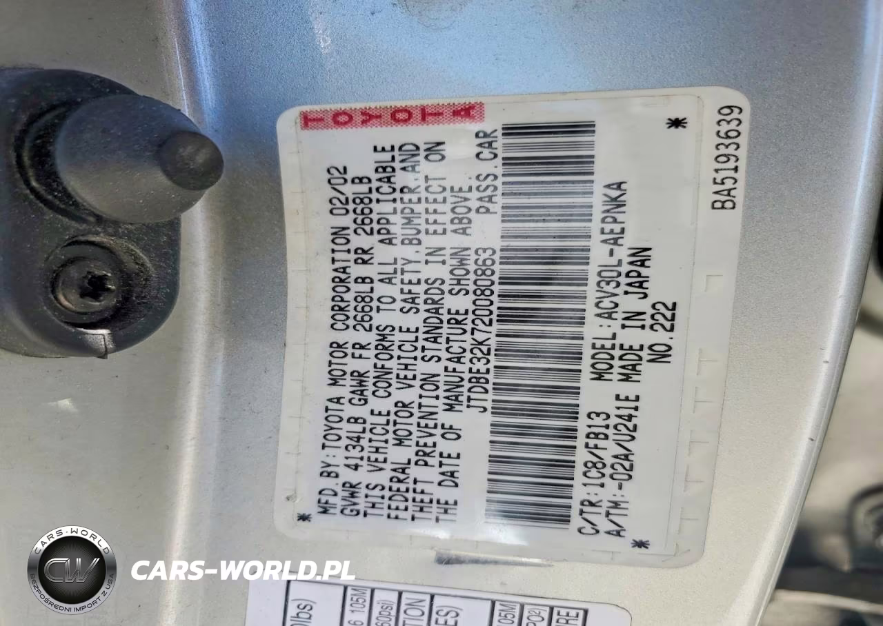 2002 Toyota Camry Le VIN:JTDBE32K720080863 - 12