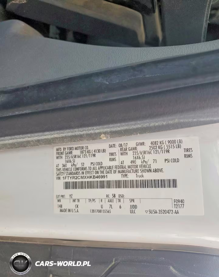 2017 Ford Transit T-250 VIN:1FTYR2CMXHKB46991 - 12